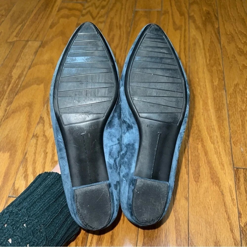 Vaneli Navy Blue Suede Fringe Flats Loafers Size 8.5M